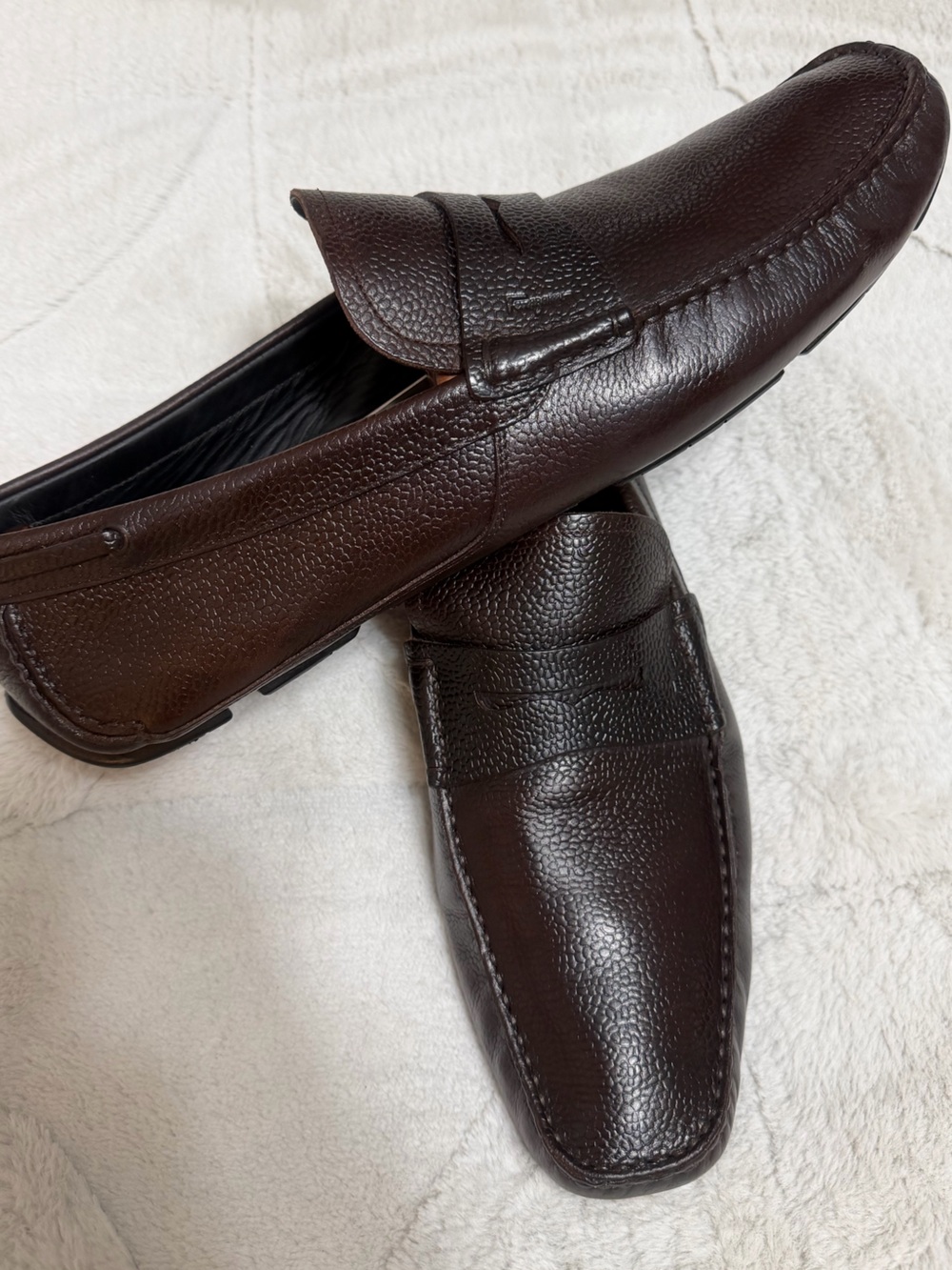 $795 Salvatore Ferragamo Men's Brown Leather Penny Driving Moccasin Loafers 12 D